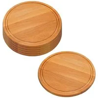 Kesper Servierbrett 6 Vesperteller mit Saftrille, Buche - Ø 25cm, Stärke 1,5cm, Holz, (6-St), mit umlaufender Saftrille