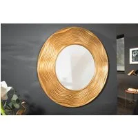 riess-ambiente Wandspiegel CIRCLE 100cm gold - Paulownia-Holz, verzierter Rahmen, lackiert, rund, Dekospiegel aus Massivholz - ideal für Wohn- & Schlafzimmer oder Flur