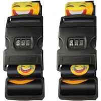 BASI Koffergurt Gepäckgurt Smileys, (Spar-Set, 2-tlg), Zahlenschloss 3-stellig, verstellbar, Länge 200cm, Breite 5cm, 2 Stück
