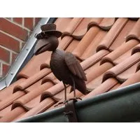 Jürgen Westerholt GmbH Dekofigur Dachrinnenfigur Zaunfigur Außendekoration Tierdeko, Eule, Katze oder Rabe aus rostfreiem Metall in Kupferoptik