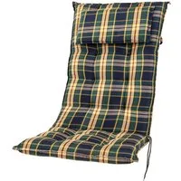 Sun Garden Hochlehnerauflage Hochlehner Sylt B 7179-1 grün-blau kariert 120x50x9 cm Sun Garden, (1 St), Eckhaltebänder mit Bindebändern