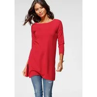 Laura Scott Longpullover Feinstrick mit U-Boot Ausschnitt und seitlichem Schlitz