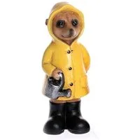 Dragimex Gartenfigur Erdmännchen stehend im Regenmantel einzeln oder im Set