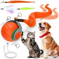 TUWENA Tier-Intelligenzspielzeug Elektrisch Katzenspielzeug Ball interaktives Spielzeug mit Schwanz, Wiederaufladbar, Auto-Ausweichung, 3 Schwänze, Smartmodus, 360° Rollen