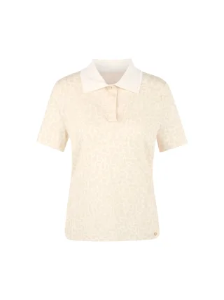 Marc Cain Collections - Poloshirt mit Leomuster bright ecru - Gr. - 38