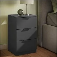 Vicco Nachtschrank Fino, Schwarz, 37.6 x 61.8 cm mit 3 Schubladen (1-St)