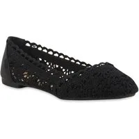 VAN HILL 810414 Ballerina Klassische Bequeme Damen Ballerinas Spitze Flats Häkeloptik