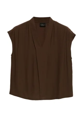 s.Oliver BLACK LABEL - Bluse in Wickel-Optik braun - Gr. - 46