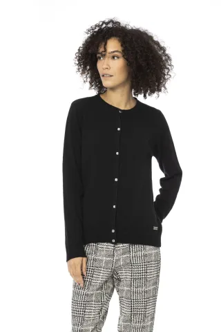 Baldinini Trend Damen schwarzer Wollpullover
