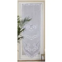 Arsvita Panneaux Blumen Mona mit Stickerei, Schlaufen, transparent, Türpanneaux 180x60cm Stangendurchzug, Voile Kurzgardine Bistrogardine