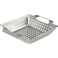 OUTMARK Grillschale Grillkorb für Grillgemüse, Pilze, Fisch, Vegetarisch, Fleisch, 21 x 22 x 5,5cm, Spülmaschinengeeignet aus Edelstahl