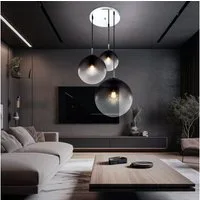 GLOBO LIGHTING Kugelleuchte, Leuchtmittel nicht inklusive, Chrom Decken Pendel Leuchte Wohn Zimmer Beleuchtung Glas Kugel Lampe