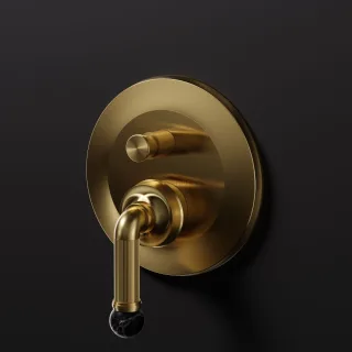 Steinberg Serie 355 Fertigmontageset für Wanne/Brause-Einhebelmischer, Gold gebürstet / Nero Marquin 355 2103 3 BG