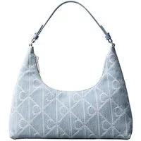 Calvin Klein Schultertasche EMBLEM AOP DENIM SHOULDER BAG, Handtasche, Tragetasche, Umhängetasche mit CK-Allover-Muster