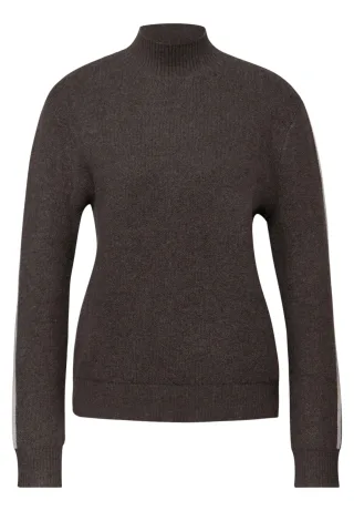 Street One - Pullover mit Tape-Details rustic brown mel. - Gr. - 38