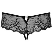 Obsessive Slip-Ouvert Ouvert-Slip aus Spitze - schwarz (1-St) mit offenem Schritt