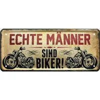 WOGEKA ART Metallbild Echte Männer sind Biker - 28 x 12 cm Blechschild Motorrad