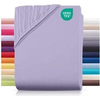 Carpe Sonno Spannbettlaken Jersey 90x200 100x200 120x200 140x200 160x200 180x200 200x200 70x140, Jersey, Gummizug: rundum, (1 Stück), Baumwoll Babybett Spannbettlaken 70x140 Baby Laken Flieder