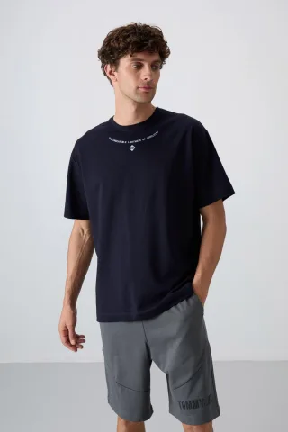 Übergröße Bedrucktes Rundhals-T-Shirt