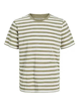 JACK&JONES - JORVARENNA STRIPE TEE SS CREW NECK silver sage - Gr. - XL