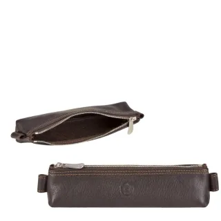 Stiftmäppchen kompaktes Design Leder mocca 19x5cm | Sonnenleder Kafka. Hochwertige Lederqualität für eine geordnete Auswahl Ihrer Schreibgeräte.