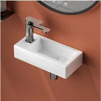 EMKE Waschbecken Handwaschbecken Keramik Waschbecken Waschtisch Hängewaschbecken, 1 Hahnloch