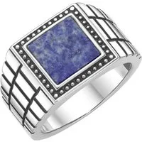 GIORGIO MARTELLO MILANO Silberring Siegelring mit blauer Lapis-Einlage, Silber 925