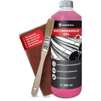 Veddelholzer Premium 500 ml Rostumwandler Gel Set inkl. Schleifvlies & Pinsel Rostentferner (Rostschreck, Rostschutz, Rostentferner für Metall, Auto, Motorrad, Fahrrad UVM. Effektiver Sofortschutz gegen Rost, [- 500ml Premium Gel)