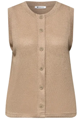 Street One - Weste im Strick-Look mit Glitzer timeless beige - Gr. - 42