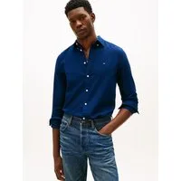 Tommy Hilfiger Langarmhemd FLEX DOBBY slim fit, Button-down-Kragen, unifarben