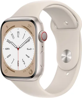 Apple Watch Series 8 [GPS + Cellular inkl. Sportarmband polarstern] 45mm Aluminiumgehäuse polarstern