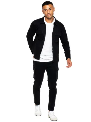 Enzo | Herren Cargo-Trainingsanzug-Set - Schwarz