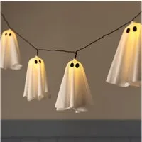 Lights4fun LED-Lichterkette 10er LED-Geister-Lichterkette mit Timer für den Außenbereich