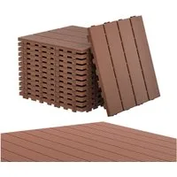FIVMEN Terrassendielen Balkonfliesen 30x30cm, Terrassenfliesen in Holzoptik, (55-St., Bodenbelag für Balkon, Terrasse, Außenbereich, Dunkelkaffee), Wasserfeste Gartenfliesen Kunststoff mit Klick-System