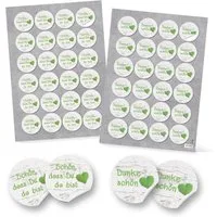 Logbuch-Verlag Aufkleber SET 2 x 24 SCHÖN DASS DU DA BIST + DANKESCHÖN Aufkleber rund 4 cm HERZ