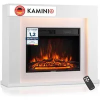 KAMINIO Elektrokamin MATTI, Elektrischer Kamin mit 3D-Flammeneffekt, Ambientelicht, Heizung 1800W