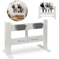 ELLA & PIET® Steckenpferd Hobby Horse Ständer FENCY aus Holz für 4 Pferde (Weiß)