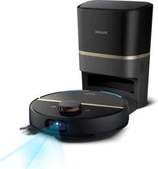 Philips Saugroboter "mit Wischfunktion XU7100/01, Teppichfunktion, 360 Lasernavigation" 180 min Akkulaufzeit, ToF-Sensoren, inkl. Entleerungsstation