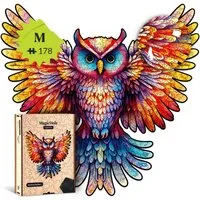 MagicHolz Puzzle Regenbogenfeder Eule Holzpuzzle (2D), 178 Puzzleteile