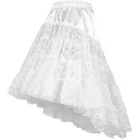 thetru Kostüm Petticoat mit Schleppe weiß, Eleganter Unterrock, vorne kurz hinten lang