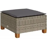 vidaXL Hocker Gartenhocker mit Kissen Grau 63,5x56x32 cm Poly Rattan (1 St)