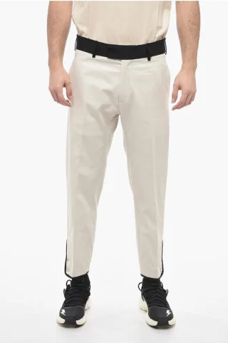 Slim Fit-Hose TOM aus Baumwolltwill mit kontrastierendem Bund in Beige