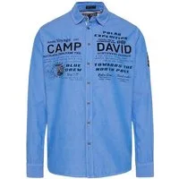 CAMP DAVID Langarmhemd mit Label-Applikationen light blue