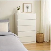 HTI-Living Kommode Kommode in weiß mit 5 grifflosen Schubladen (Stück, 1 St., 1 Kommode), Anrichte Sideboard Schrank