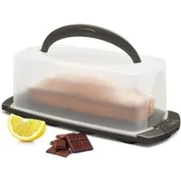 Hausfelder Kuchentransportbox Kuchentransportbox rechteckig (Kastenkuchen), (Set, 1-tlg., 1 Box), mit Klick-Verschlüssen, spülmaschinenfest, BPA-frei