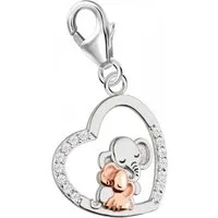 Goldene Hufeisen Charm Herz Zirkonia Herz Elefant Charm 925 Sterling-Silber Rosegold Anhänger, Elefantenbaby in Rosegold