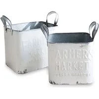Mirabeau Dekokorb Korb 2er Set Market antikweiß (2er Set, 2er Set)