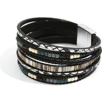The Beauty House Lederarmband Boho mehrreihig Wrap Ledermanschettenarmban Magnetschnalle, Leder Armband für Frauen Schmuck Geschenk Für Mutter und Freunde