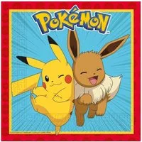 Procos Papierserviette PROCOS Pokémon Servietten 33x33 cm 20 Stück – Pikachu & Evoli