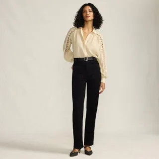 Rail Straight Feincordhose High Waist, Damen,  Schwarz, Elasthan/Baumwoll-Mischung, by Lands' End